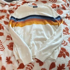 Urban Pipeline Men's Crewneck Sweater - Cream with Multicolor Stripes